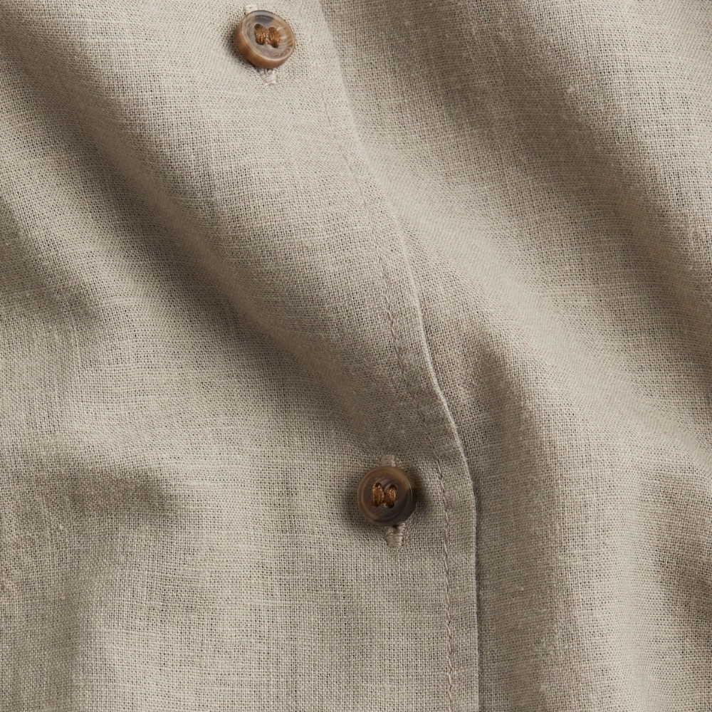 H&M Linen Blend Greige Sleeveless Button Down Shirt XS Coastal Grandma - Picture 6 of 13